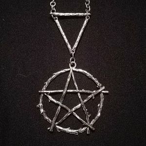Pentagram nature stick necklace